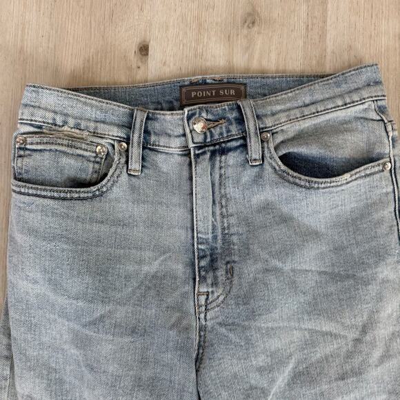 Point Sur J. Crew High Rise Slim Boy Jeans Distressed Patched Cropped Size 27 - Picture 3 of 10